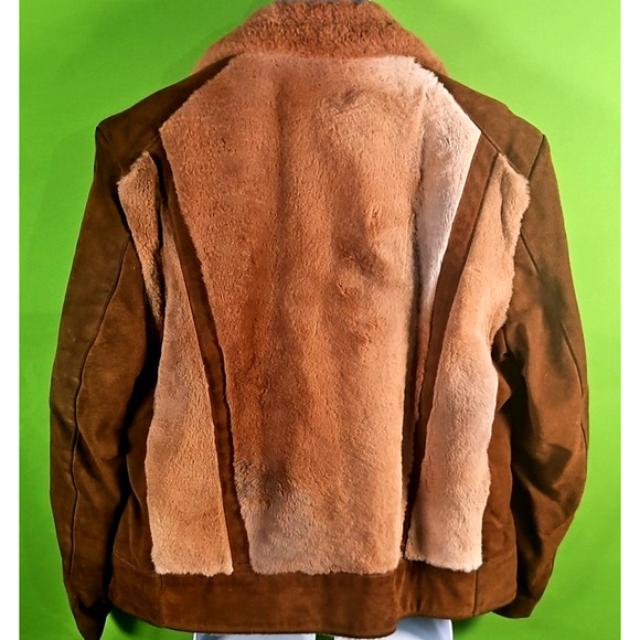 RARE Robert Lewis Vintage 70s Grizzly Shearling Jacket Suede Leather Men’s Size - Picture 6 of 15
